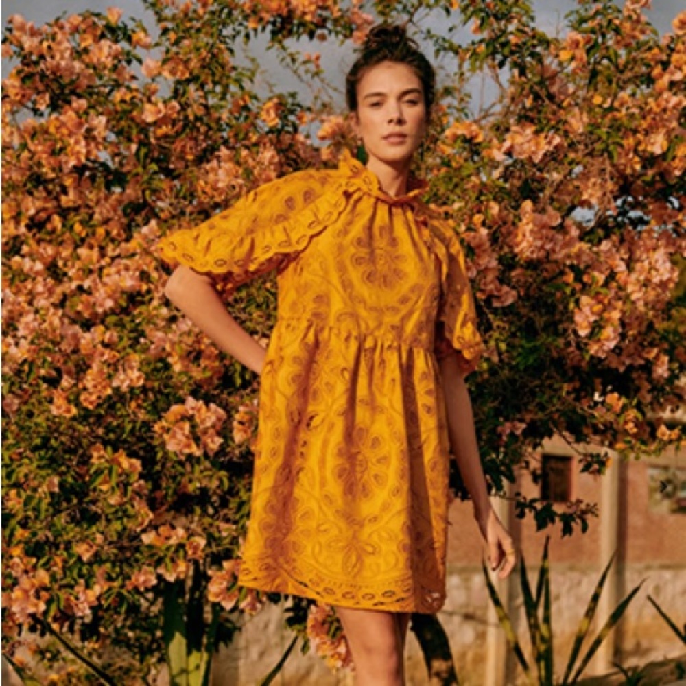 Sezane Nicole Dress Saffron Yellow Sz 38 / US 6